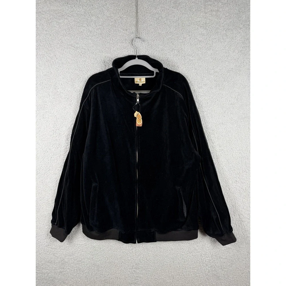 Sweatsedo Jacket Mens XL Black Velour Track Zip Up Retro NWT